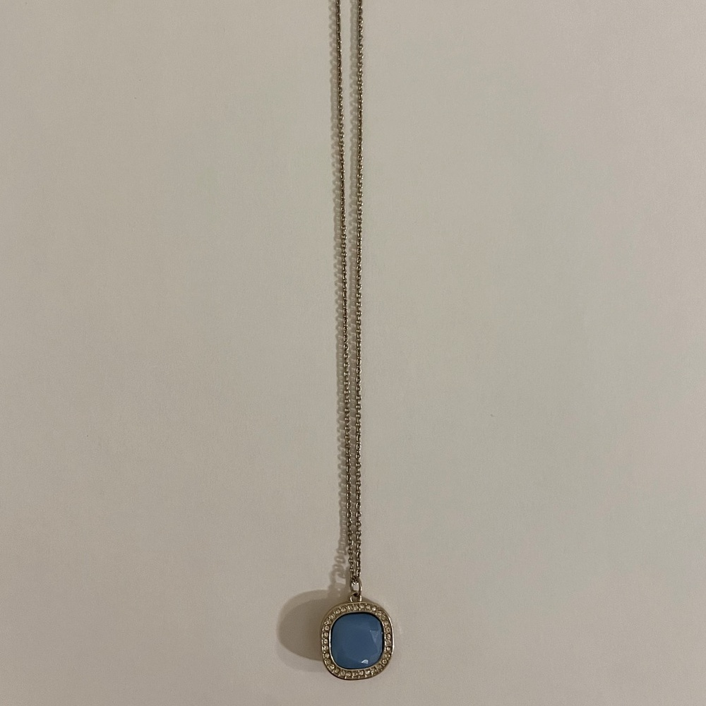 Blue Square Pendant Necklace